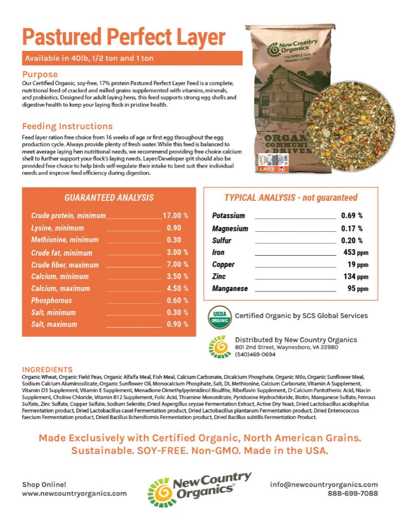 Organic Pastured Perfect Layer Feed, 40lbs image 2